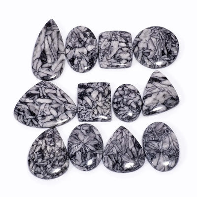 100 Cts to 1000 Cts Natural Pinolith Jasper Cabochon lot in Black, Gray, and White Patterns – Norway Origin
