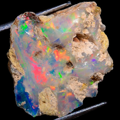 5 Ct Natural Ethiopian Raw Opal with Vibrant Fire & Unique Crystal Texture