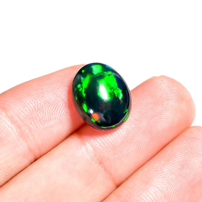 5.5 Ct Black Ethiopian Opal - Deep Black Base with Fire Oval Cabochon (15 × 12 × 6 MM)