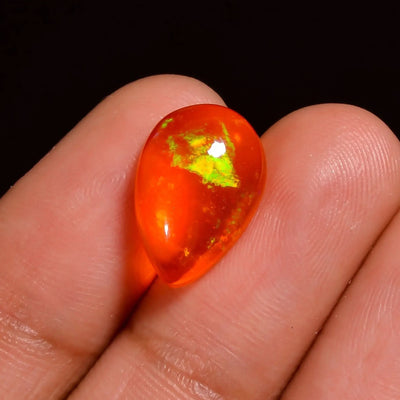 3.50 Ct Natural Orange Ethiopian Opal – Pear Cut Fire Play Gemstone (14×9×5 mm)