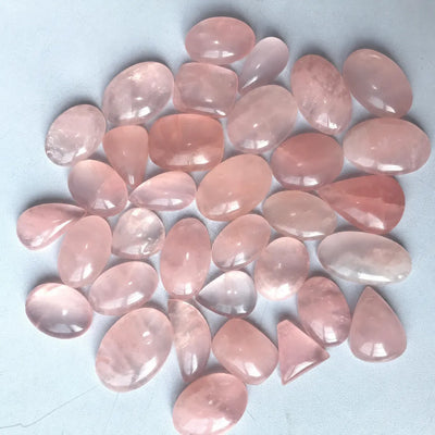 Soft Pink Rose Quartz Cabochons, Mixed Shape Lot – Natural AAA Grade Gemstone for Rings and Pendants