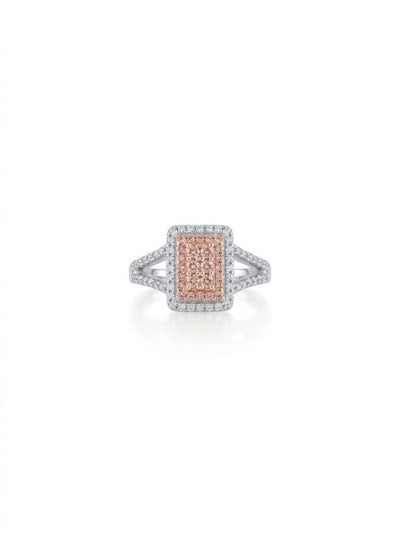Split Shank Halo Engagement Ring, Rose Gold Silver Ring, Anniversary Gift