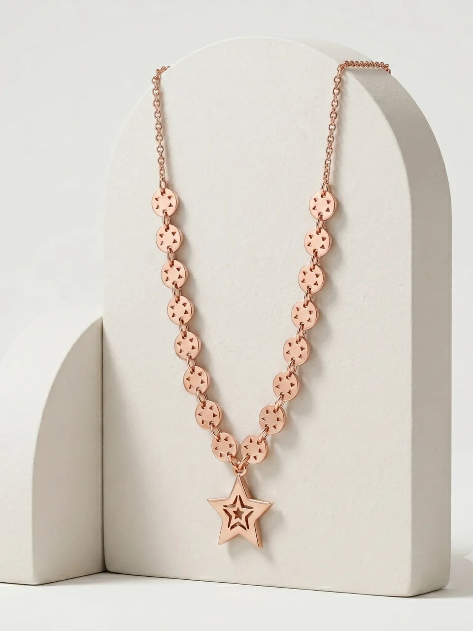 925 Sterling Silver Textured Disc Star Pendant Necklace For Women