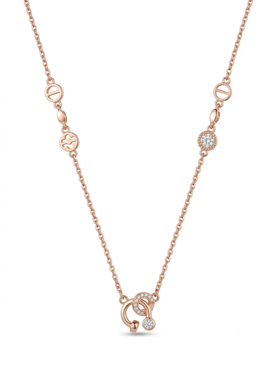 925 Sterling Silver Celestial Charm Station Necklace for Women