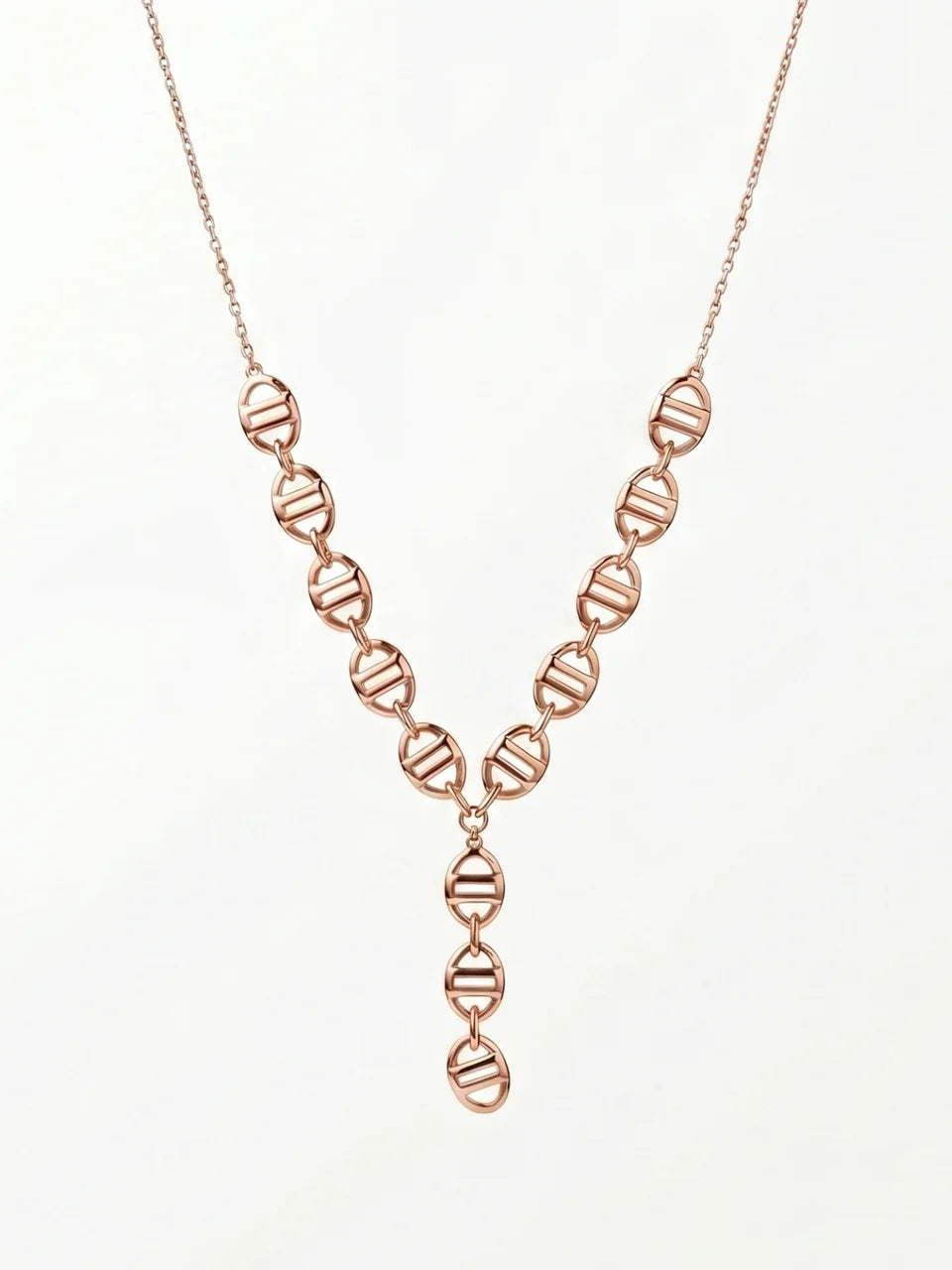 925 Sterling Silver Open Circle Link Drop Necklace for Women