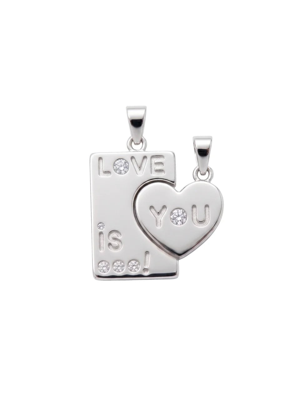 925 Sterling Silver Love Is You Couple Pendant Without Chain
