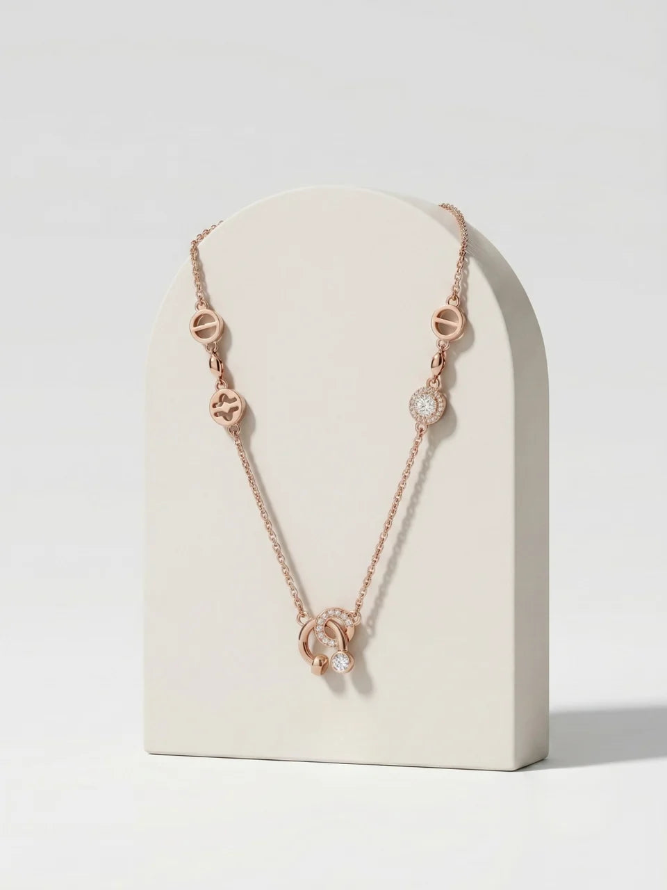 925 Sterling Silver Celestial Charm Station Necklace for Women