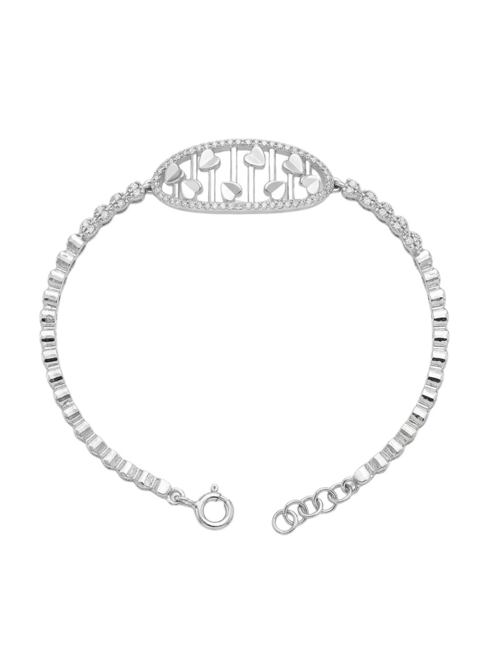 92.5 Sterling Silver Clover Charm Tennis Bracelet for Women