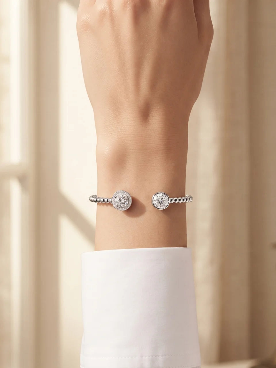 925 Silver Celeste Twin Spark Open Bracelet for Women