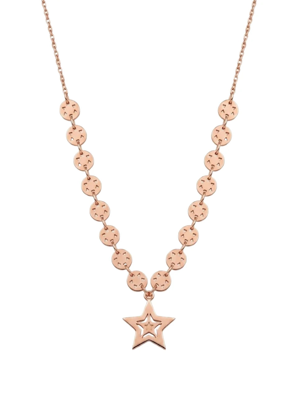 925 Sterling Silver Textured Disc Star Pendant Necklace For Women