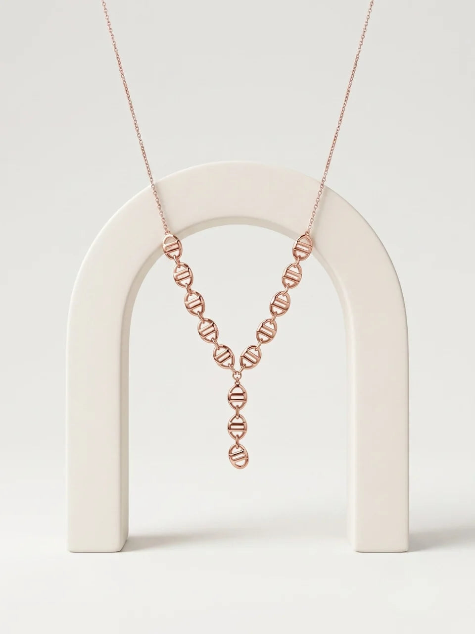 925 Sterling Silver Open Circle Link Drop Necklace for Women