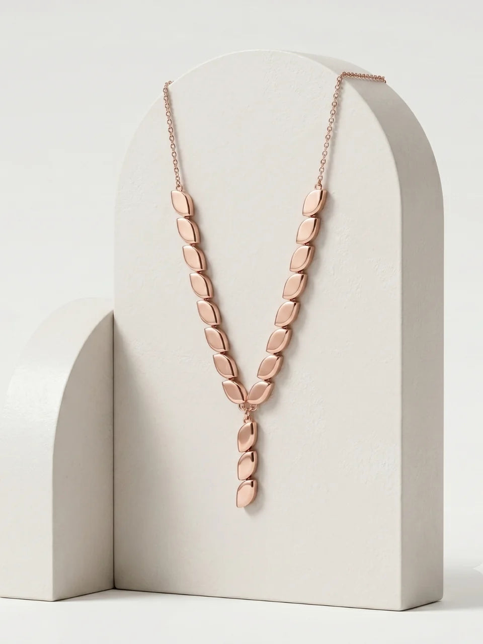 925 Sterling Silver Marquise Link Drop Necklace for Women