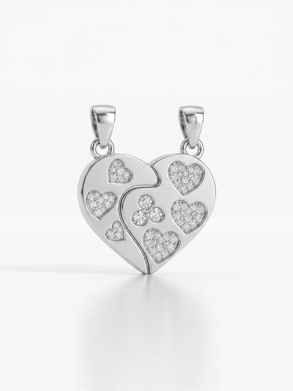 925 Sterling Silver Sparkling Multi-Heart Couple Pendant Without Chain