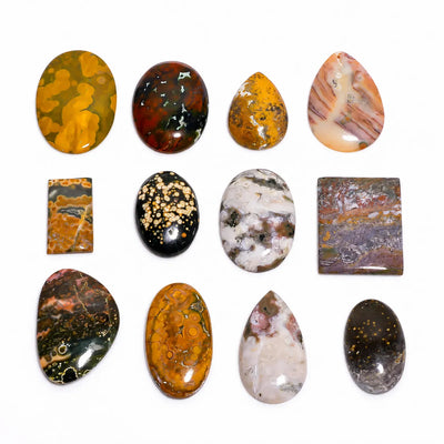 Ocean Jasper Cabochons Bulk Lot – Natural Multicolor Orb-Pattern Gemstones for Jewelry Making