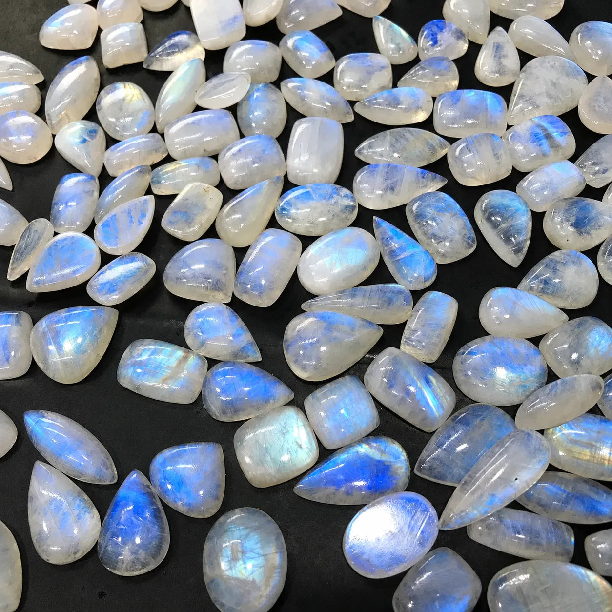 AAA Natural Rainbow Moonstone cabochons (4–55 Pieces)