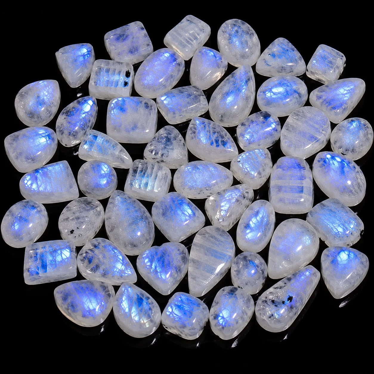 Natural Moonstone Rough Blue Fire Adularescence Gemstone Parcel for Jewelry Making