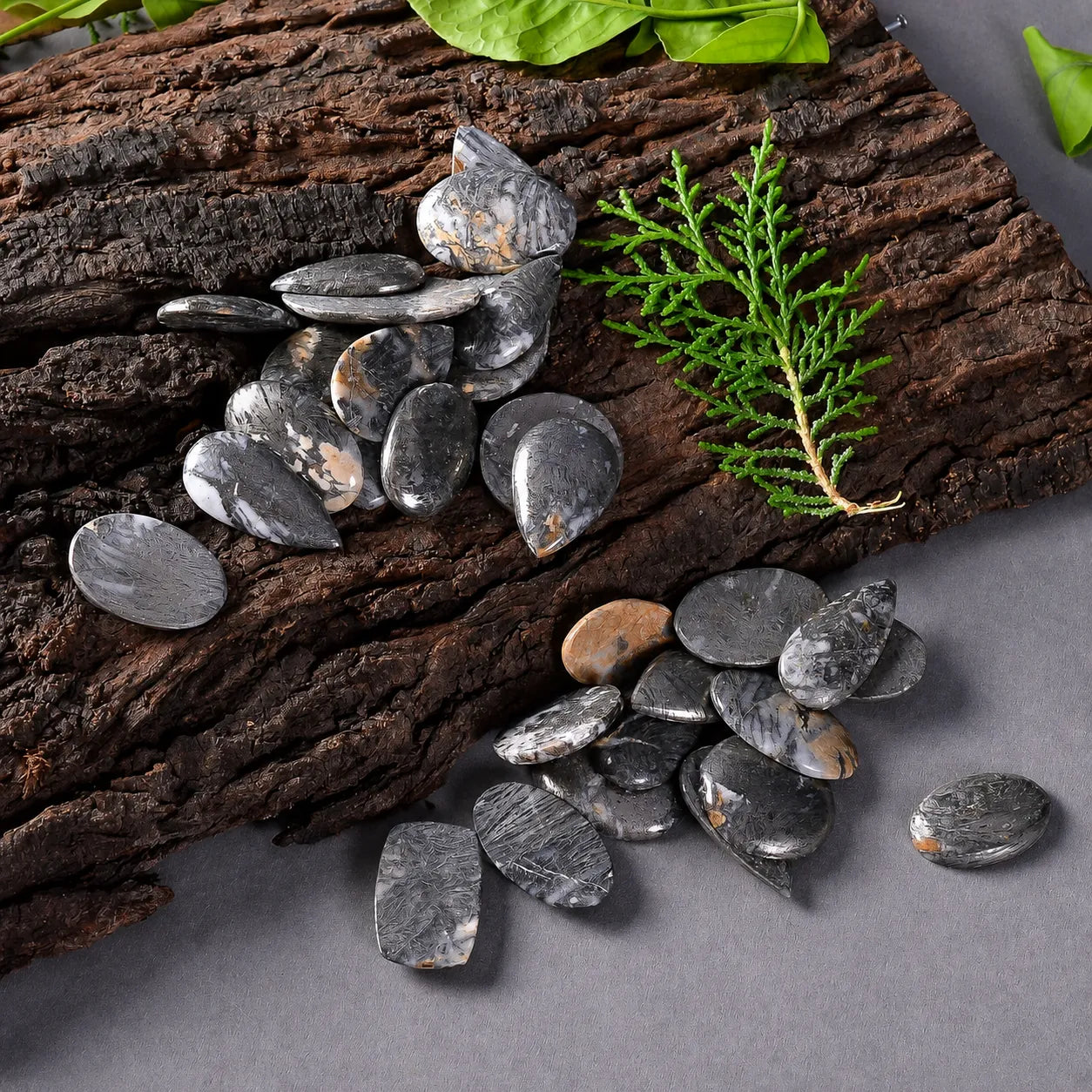 Natural Feather Pyrite Cabochon 1–10 Pieces