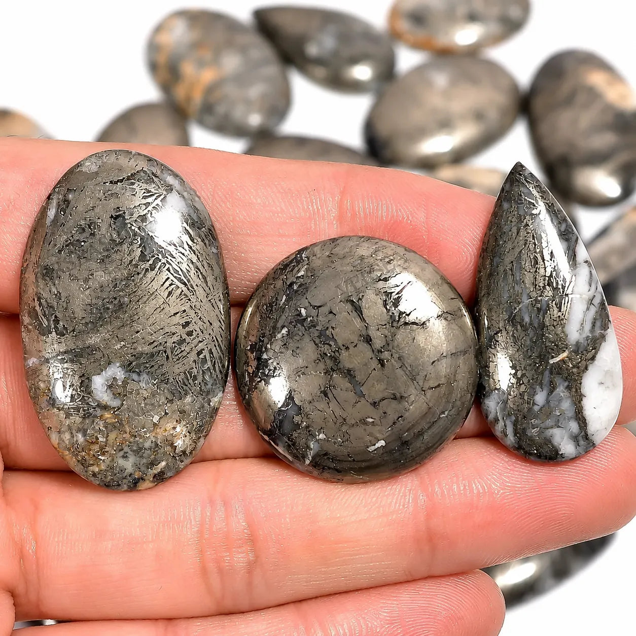 Feather Pyrite Cabochons Gemstone (20–40 mm)