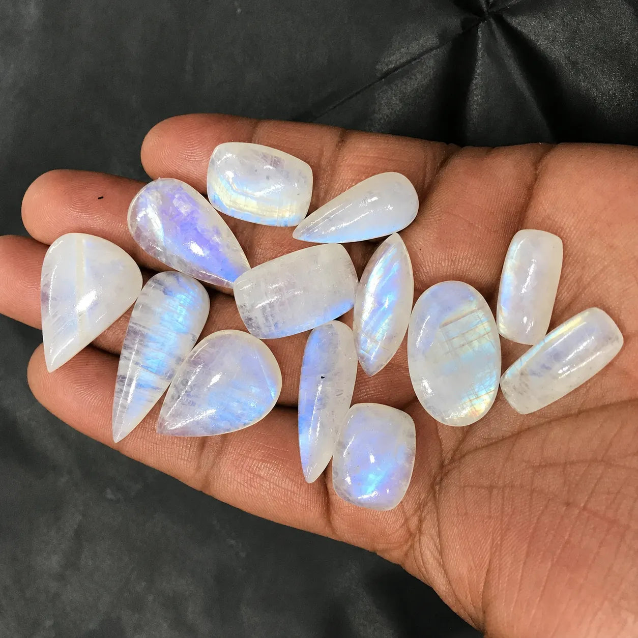 Moonstone cabochons with brilliant flash 