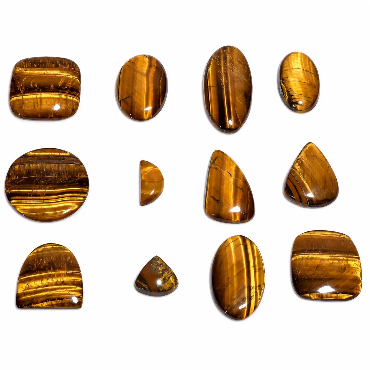 Natural Tiger Eye Cabochon Lot – Polished mixed-shape Golden-brown Gemstone (20–40 mm)