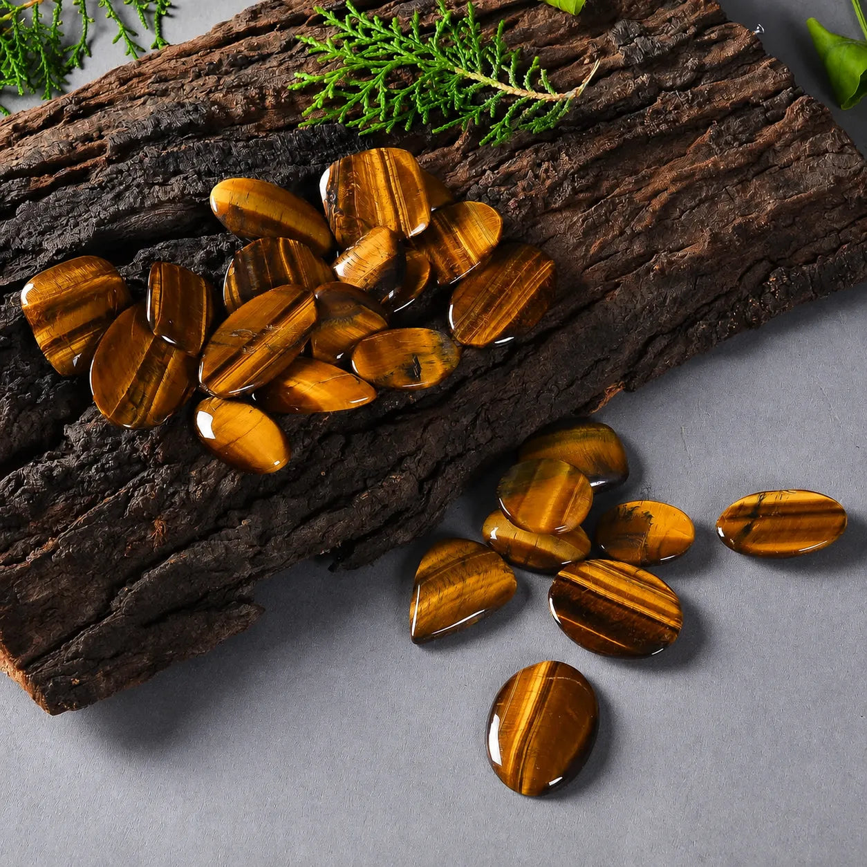 Natural Tiger Eye Cabochon Lot – Polished mixed-shape Golden-brown Gemstone (20–40 mm)