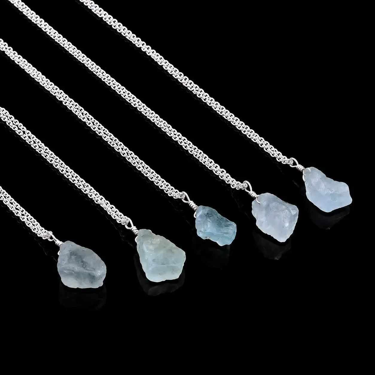 Raw Aquamarine Crystal Pendant, Silver Plated Necklace, Healing Gemstone