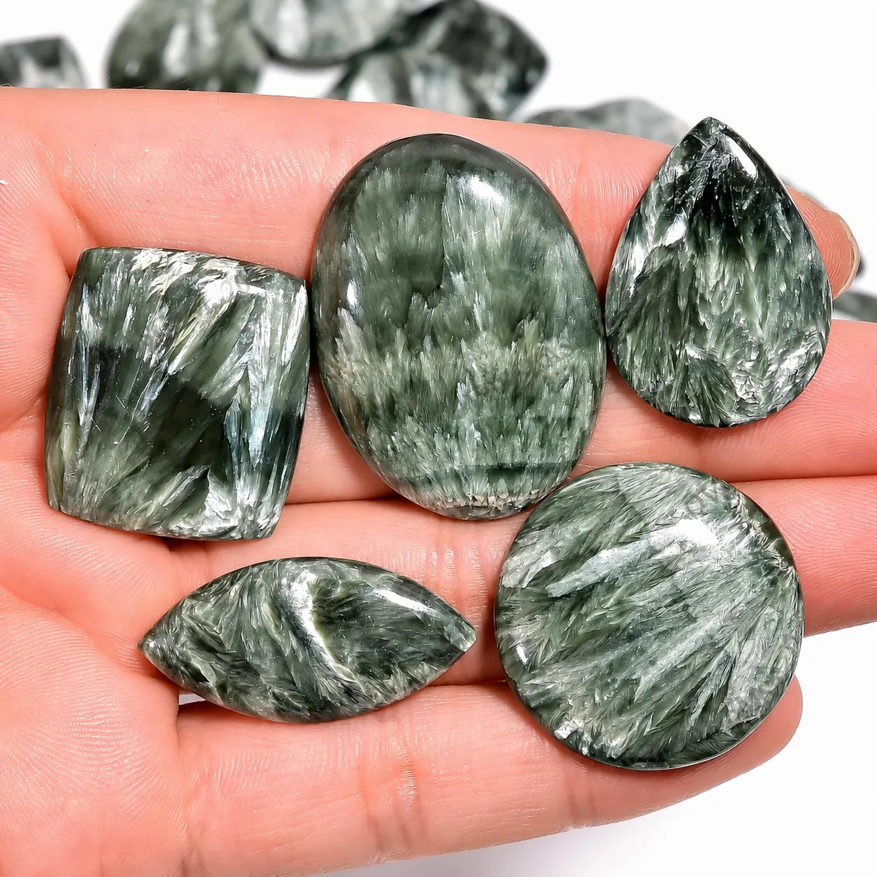Seraphinite cabochon lot 1–10 Pieces