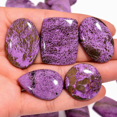 Natural Purpurite Cabochon Lot, Rare Manganese Phosphate Gemstones from Namibia for Jewelry Making