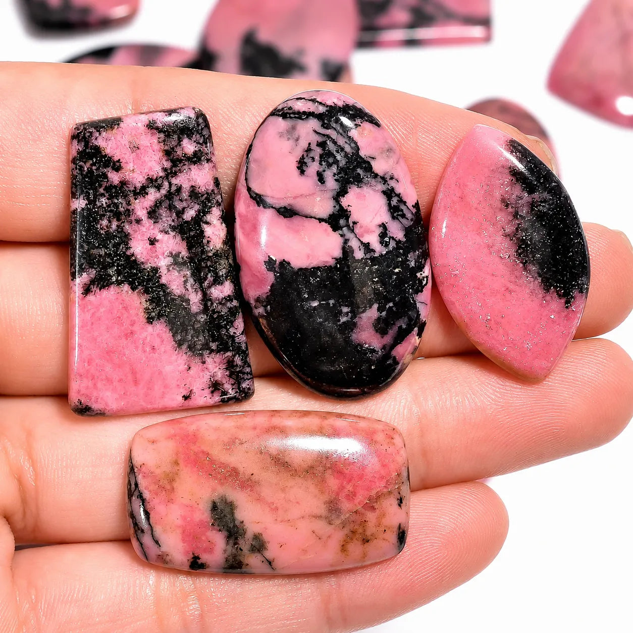 Rhodonite Cabochon bulk 1–10 Pieces