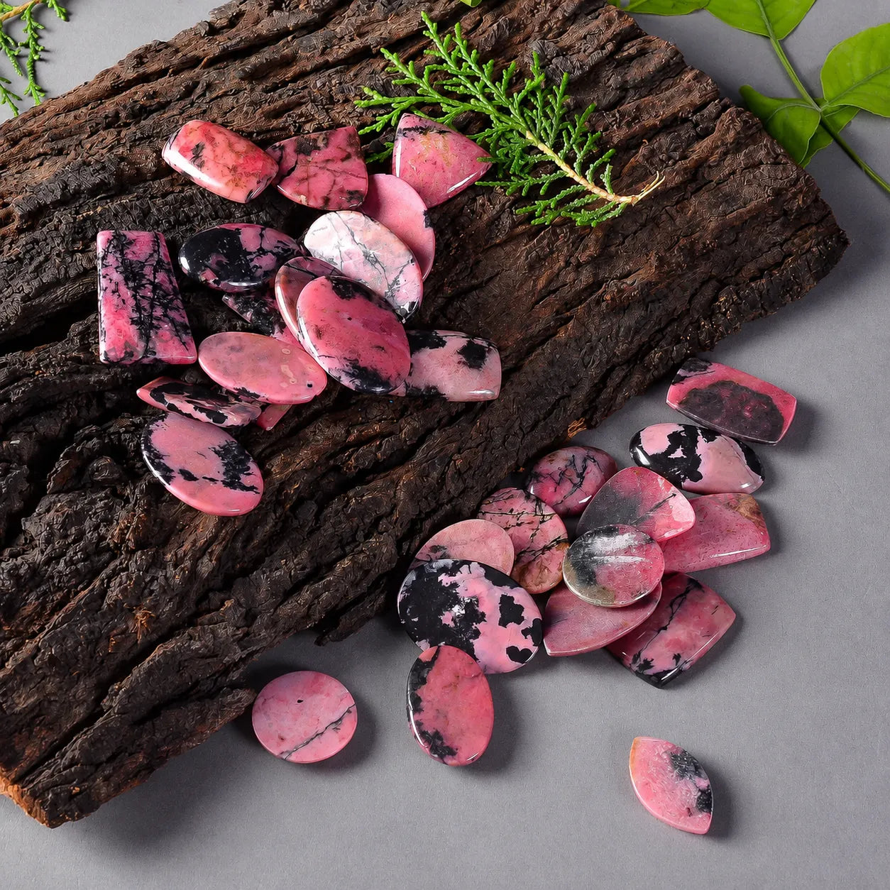 mixed-shape Rhodonite Cabochon