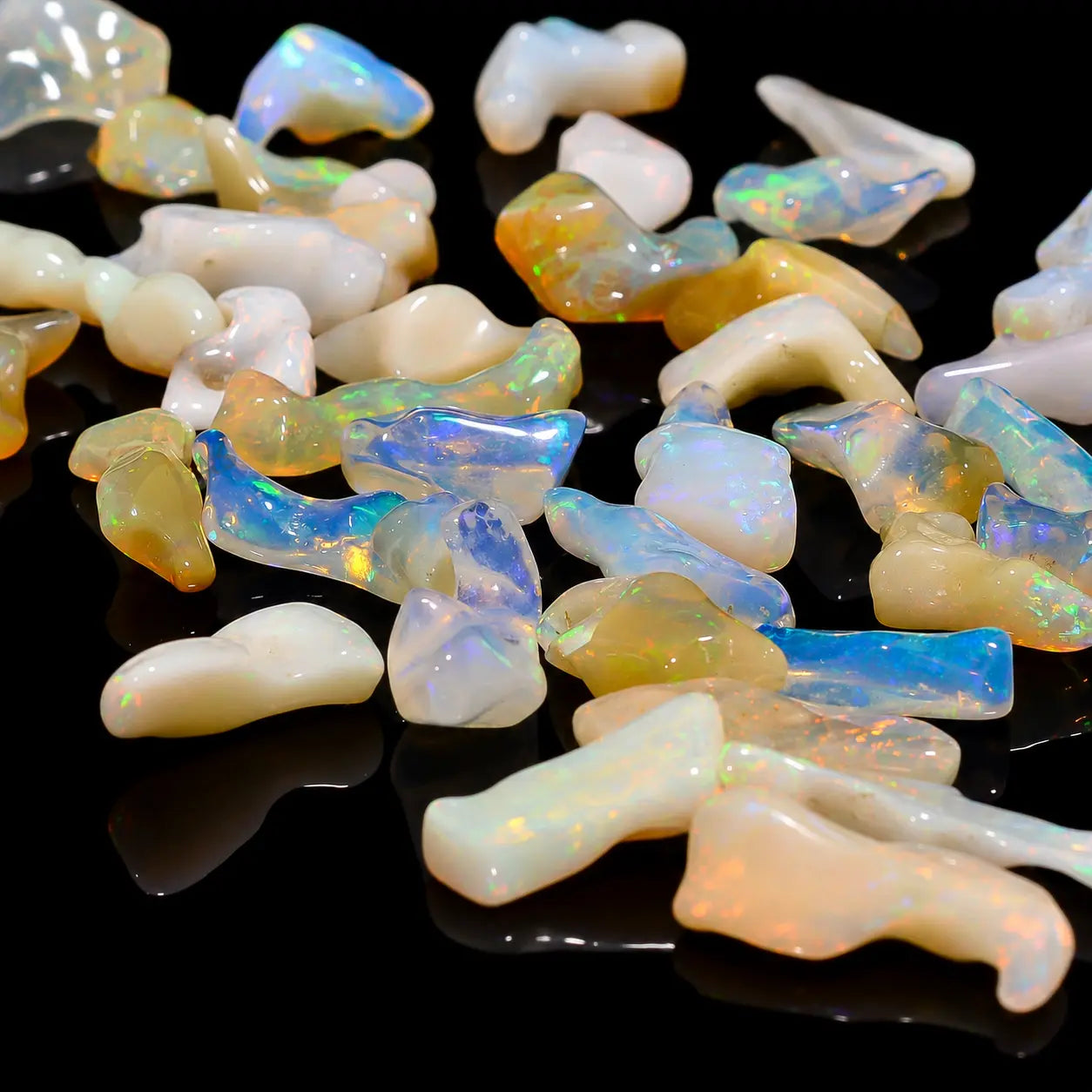 Welo Fire Ethiopian Opal Rough Crystals – Natural Honeycomb Opal and Rainbow Flash for Jewelry Making