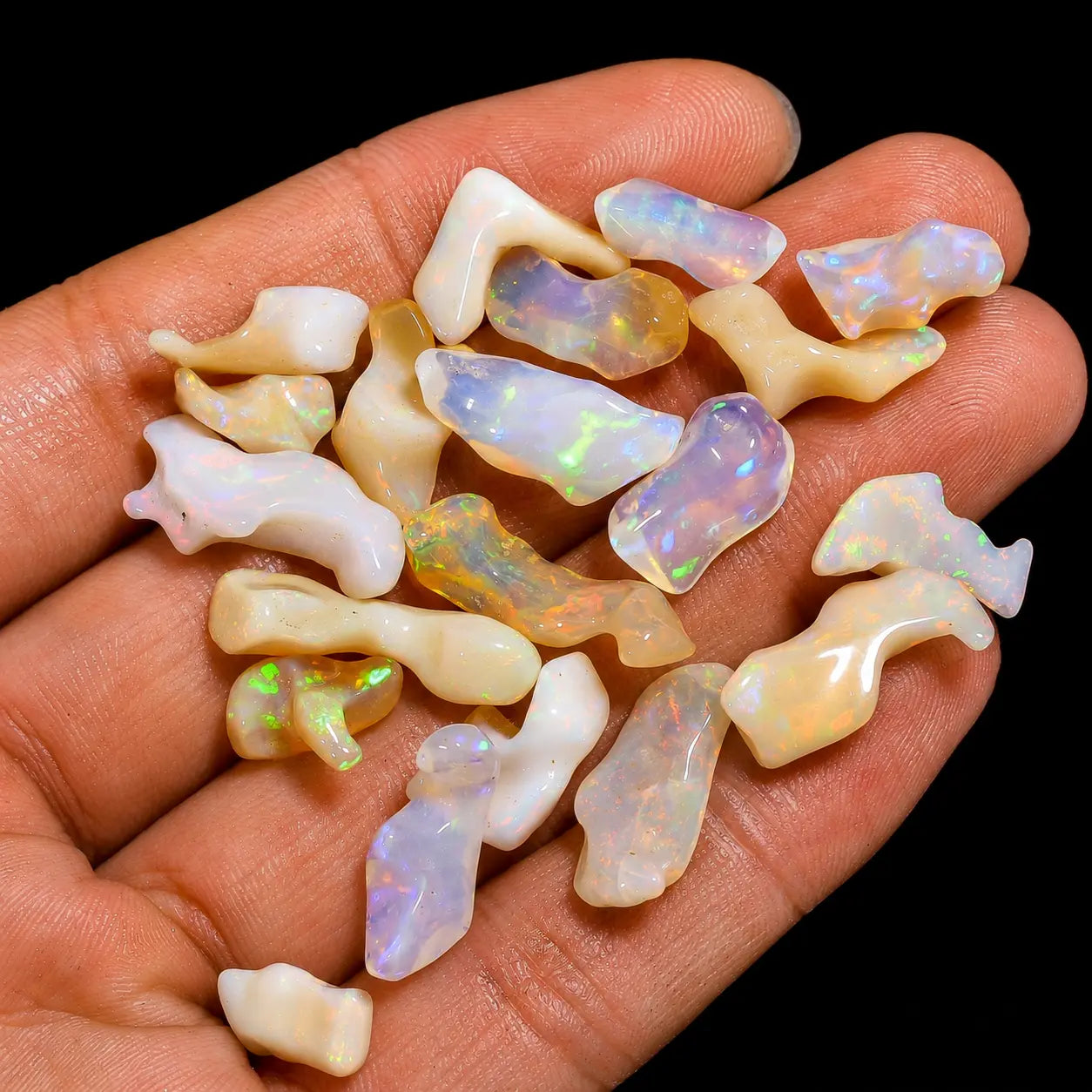 Welo Fire Ethiopian Opal Rough Crystals – Natural Honeycomb Opal and Rainbow Flash for Jewelry Making