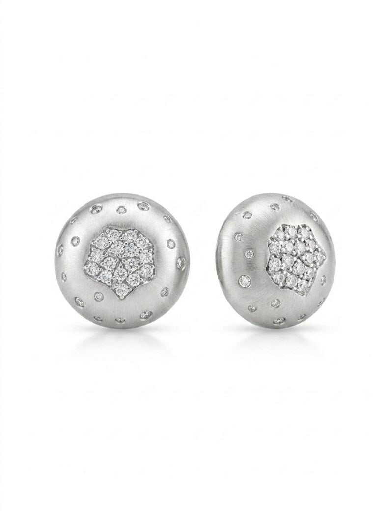 Rose Gold Plated Sterling Silver Dome Stud Earrings with Cubic Zirconia Cluster,925 Sterling Silver Earring, Gift For Her, Everyday Earring