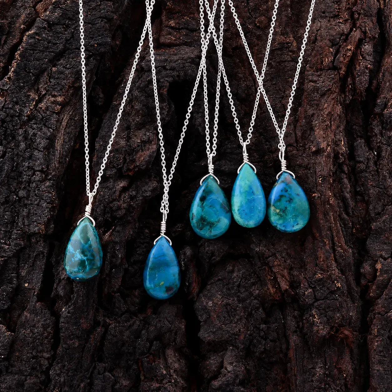 8ct to 10ct Chrysocolla teardrop pendant (15 mm to 18 mm)