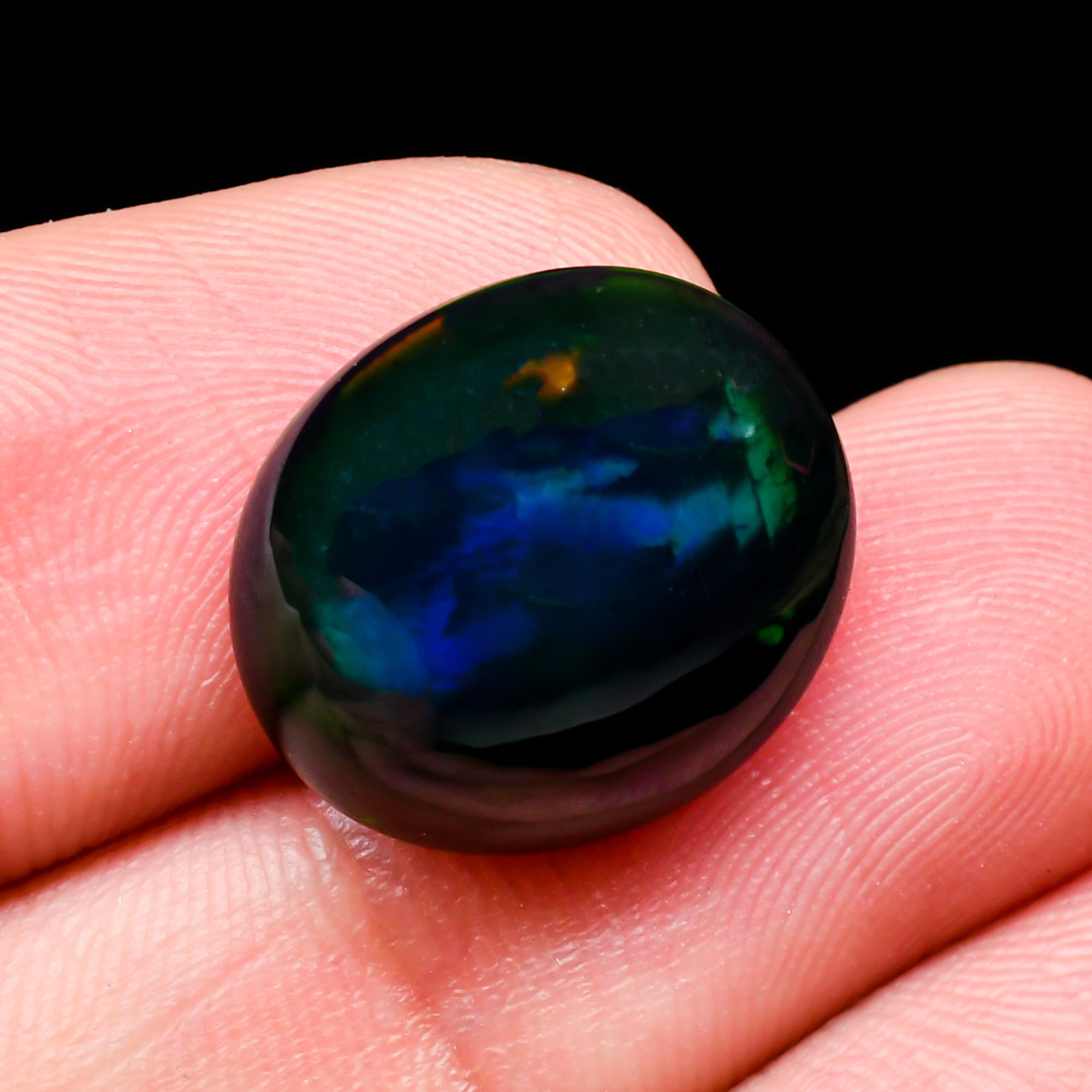 Natural Black Ethiopian Opal oval cabochon 6 ct L-1590 - photo 3
