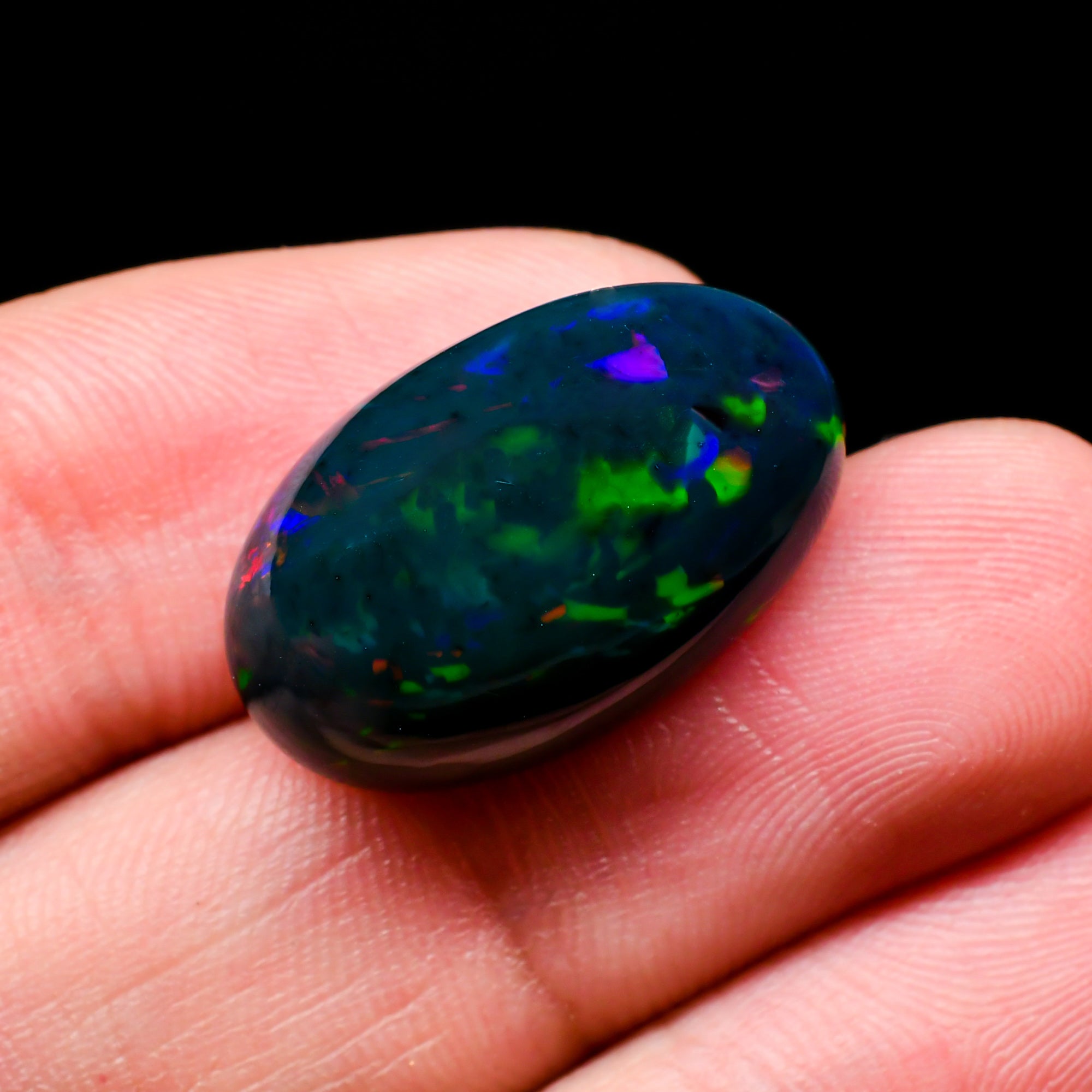 Natural Black Ethiopian Opal oval cabochon 10.6 ct L-1608 - photo 3