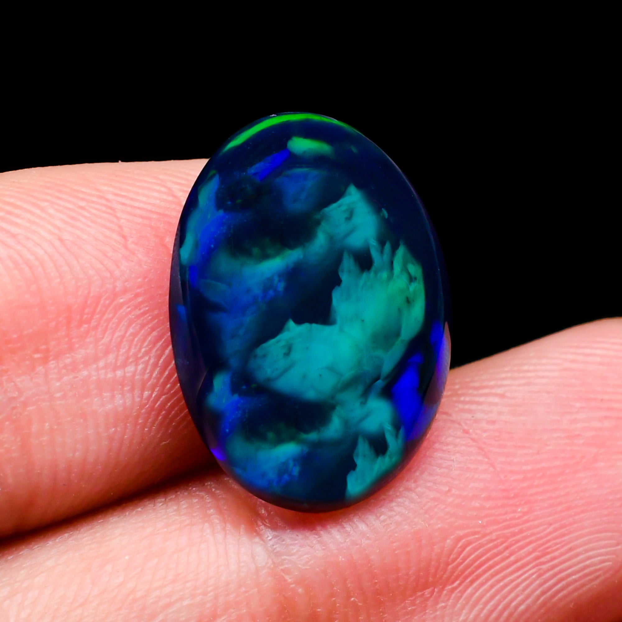 Natural Black Ethiopian Opal oval cabochon 5.4 ct L-1609 - photo 3