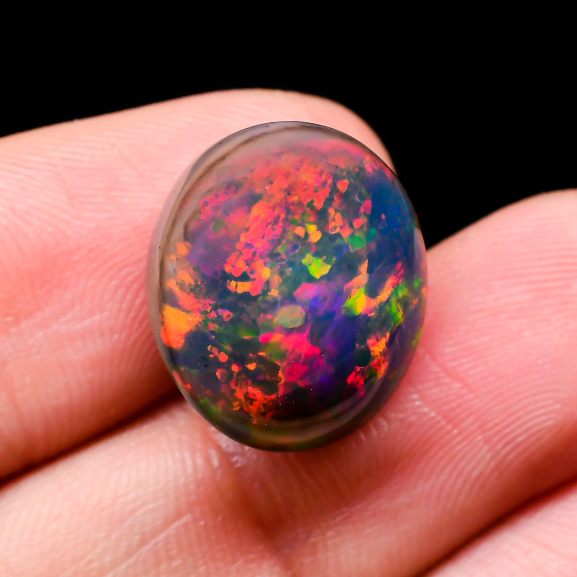 Natural Black Ethiopian Opal oval cabochon 9 ct L-1611 - photo 3