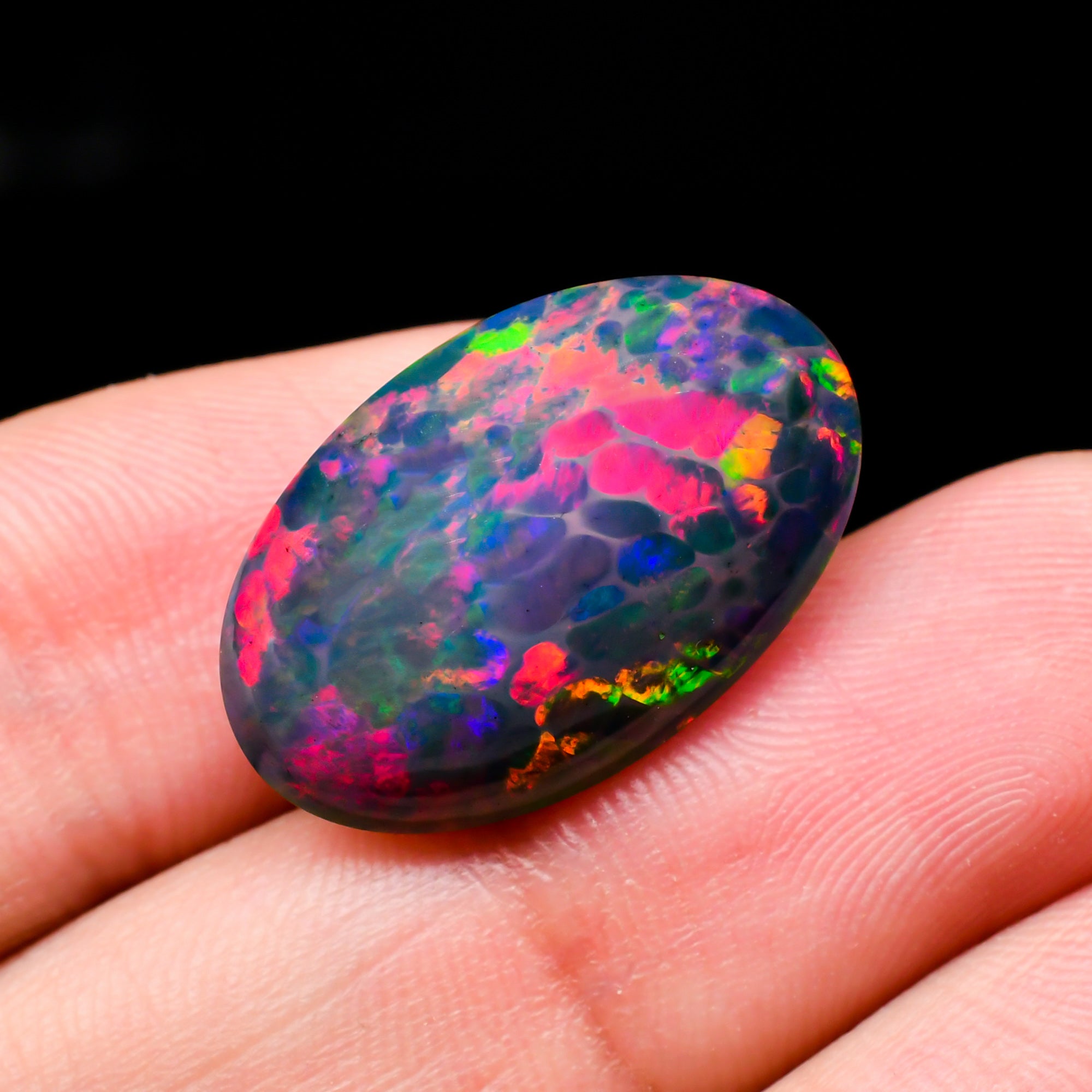 Natural Black Ethiopian Opal oval cabochon 10 ct L-1620 - photo 3