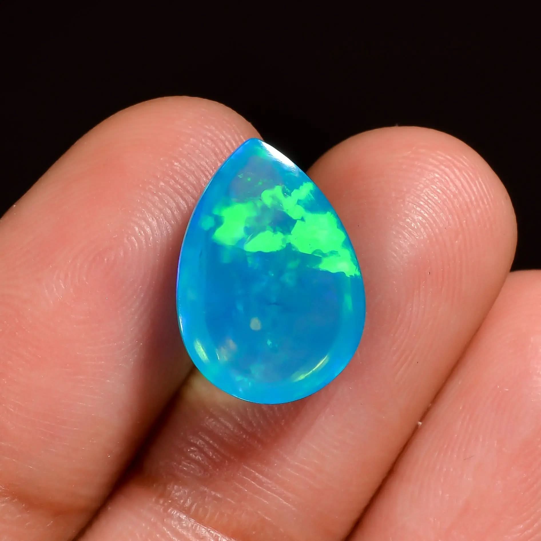 3.5CT Sky-blue Ethiopian Opal Cabochon - Pear Shape, 14X9X5 MM Armonia Gems