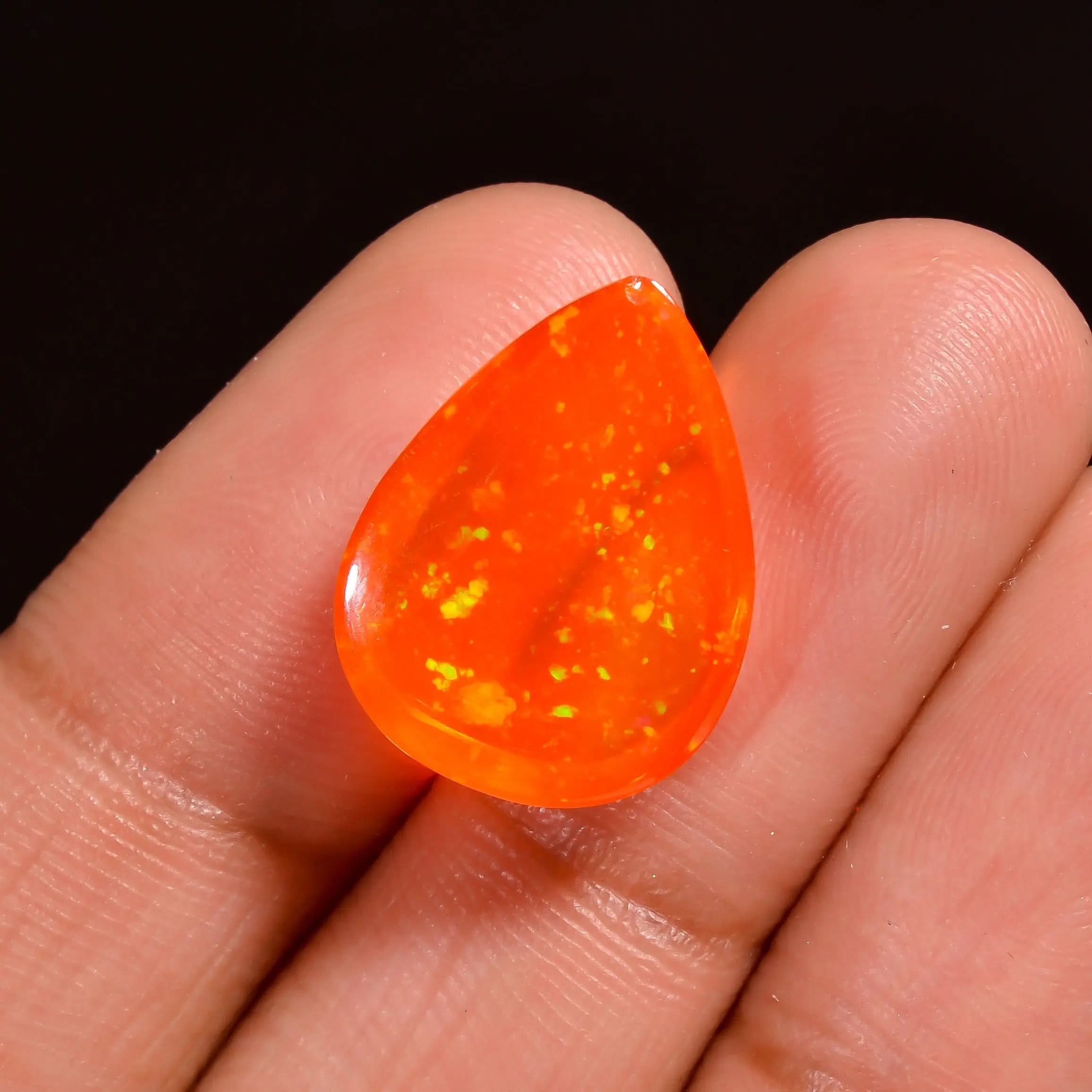 Ethiopian Fire Opal Cabochons 7.00 Cts Orange Pear Gemstone 

