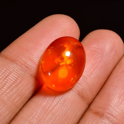100% Natural 6.5ct Honey-Orange Ethiopian Opal | Amber-orange body with vivid multicolor fire (16X12X7 MM)