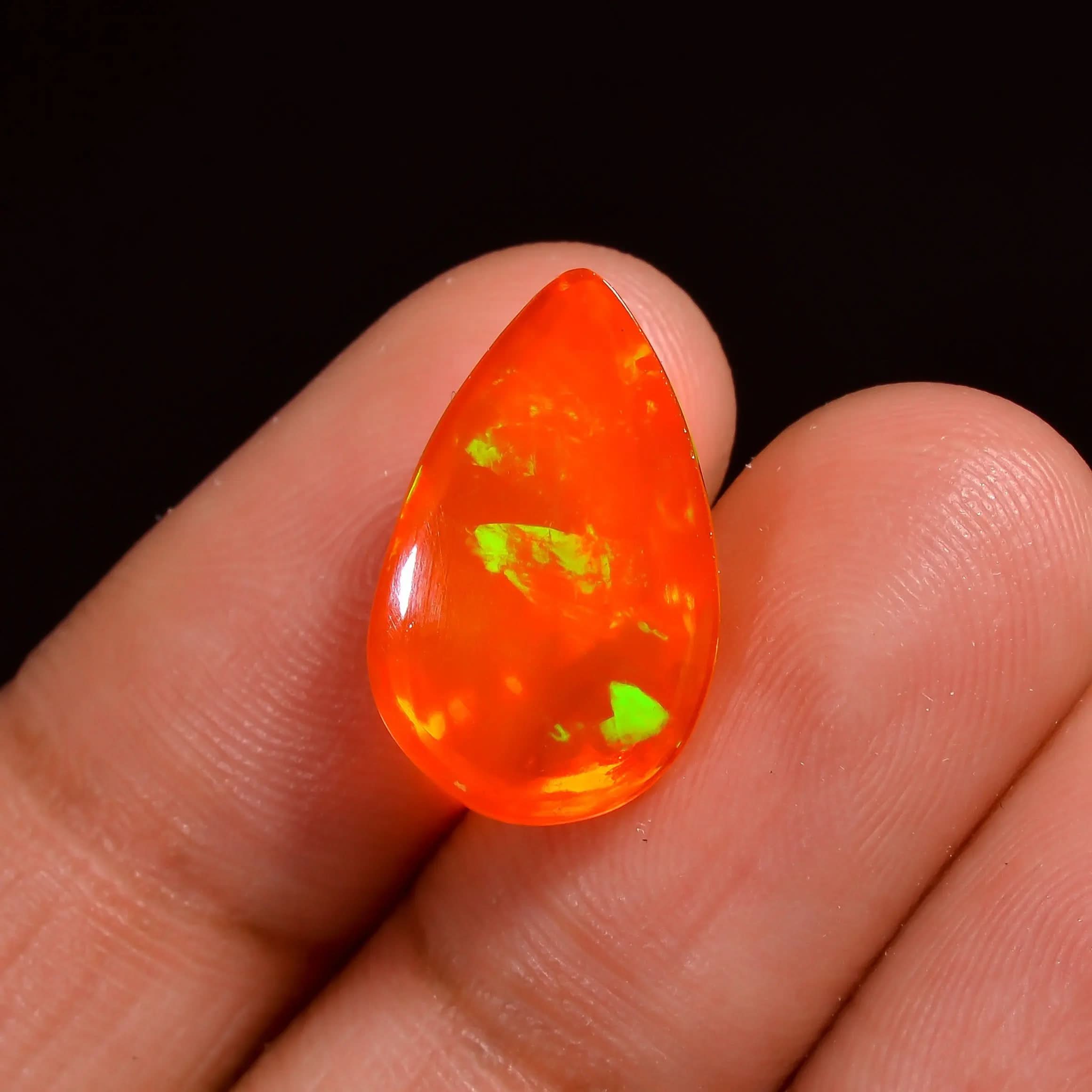 Hand-Polished 5 Ct Orange Ethiopian Opal – Pear Cut