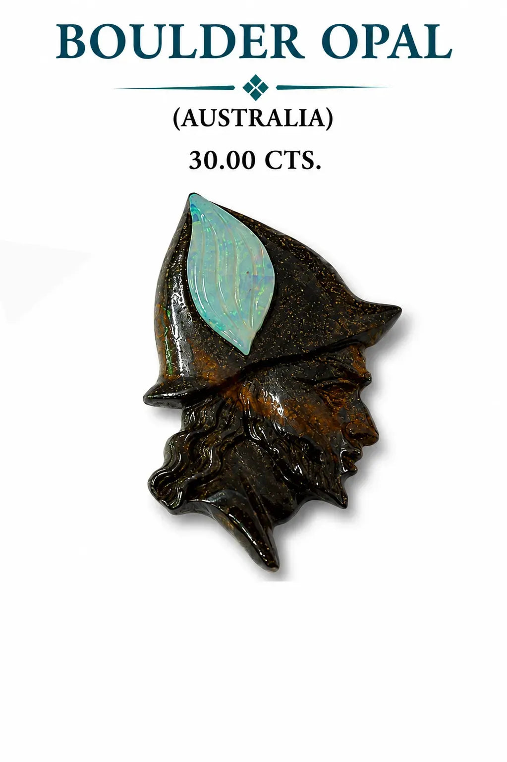 Front view of Natural Boulder Opal Cabochon, Men Carving shape, AAA quality