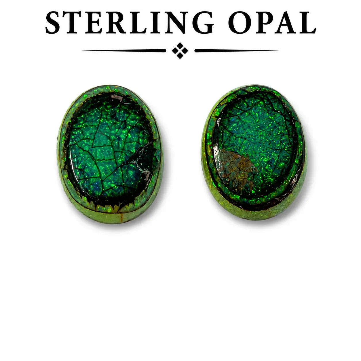 Compact Oval shape Sterling Opal Cabochon, 12x16mm, 7 carats, AAA grade front view