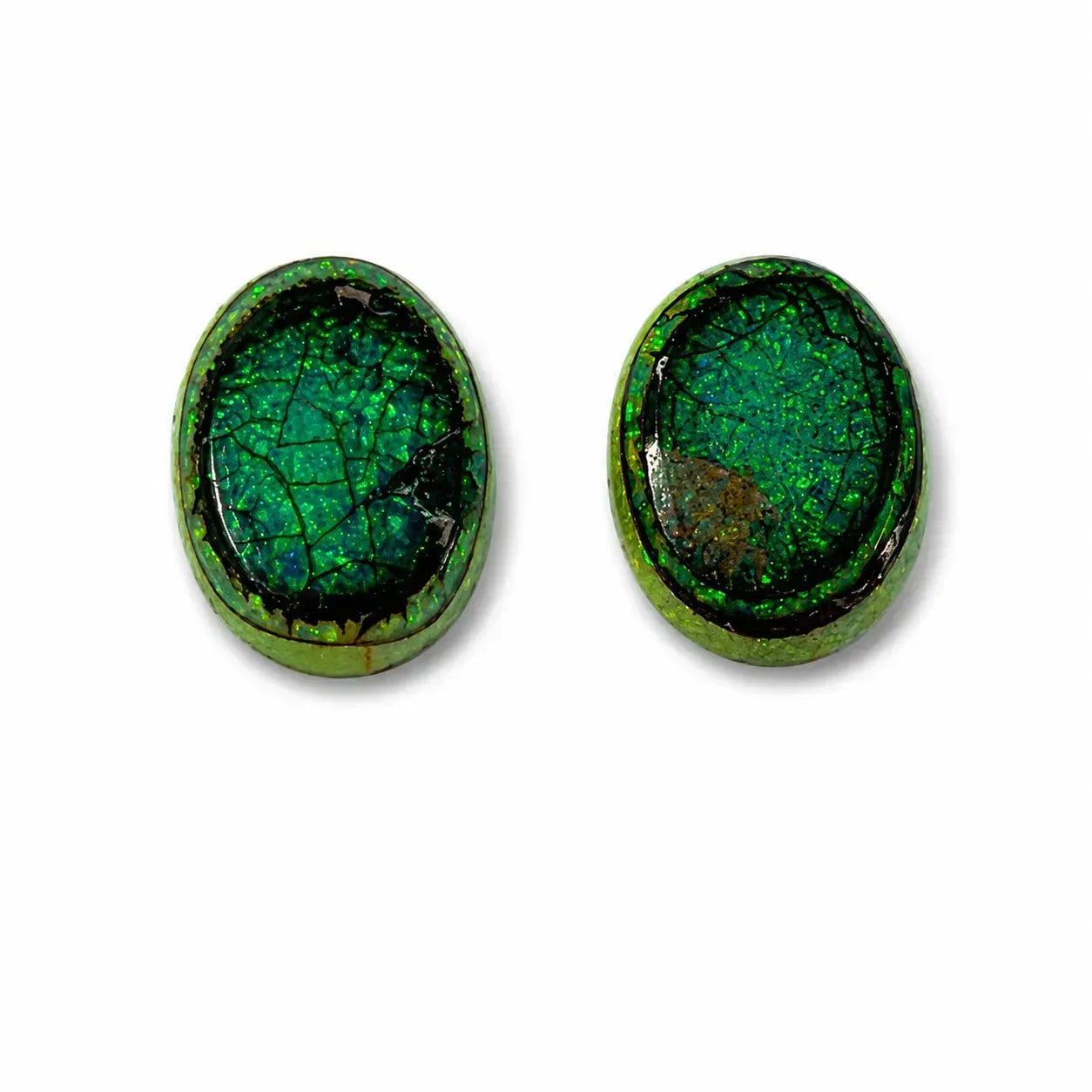 Compact Oval shape Sterling Opal Cabochon, 12x16mm, 7 carats, AAA grade front view