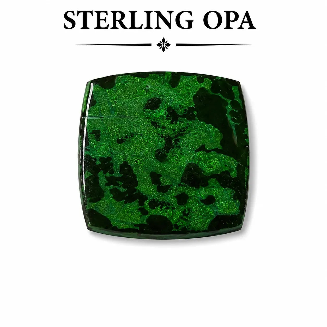Cushion shape Sterling Opal Cabochon, 18x18mm, 5.5 carats, AAA grade front view