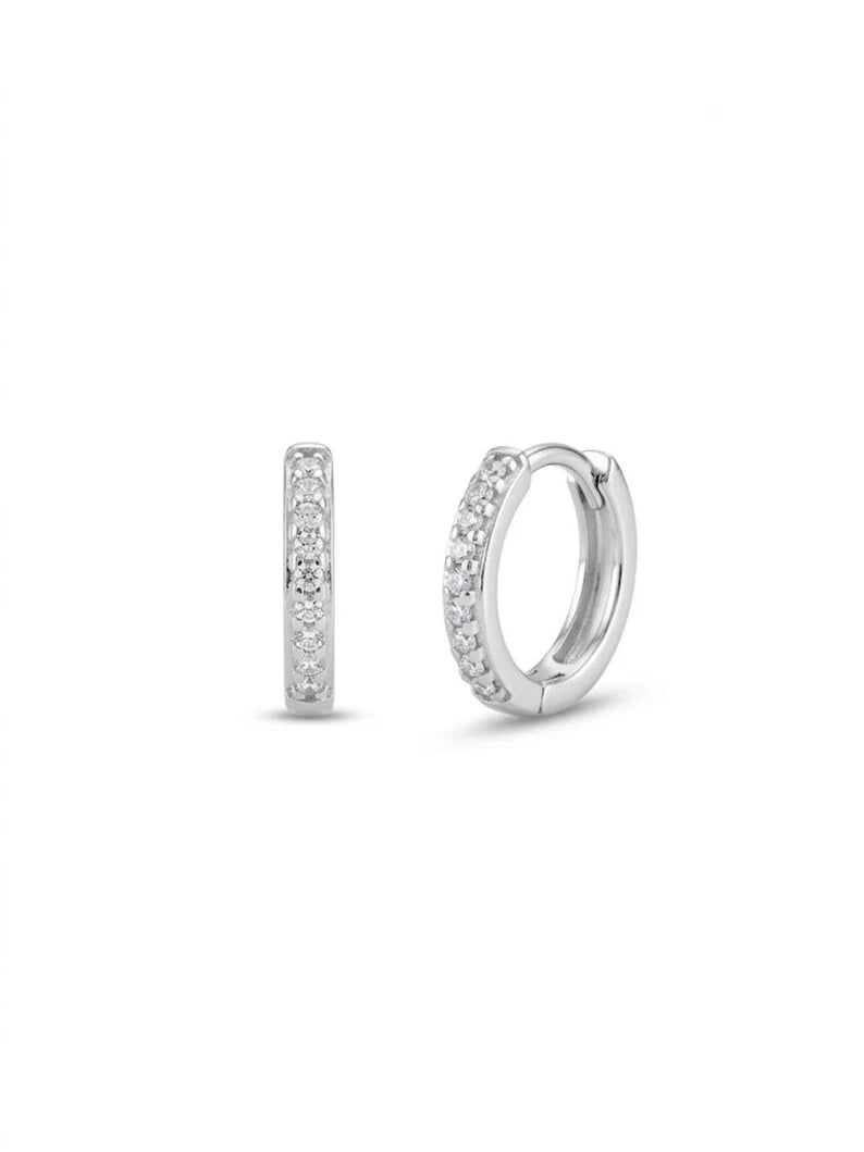 925 Sterling Silver CZ Hoop Earrings — Small Enough to Stack, Sparkly Enough to Wear Alone
