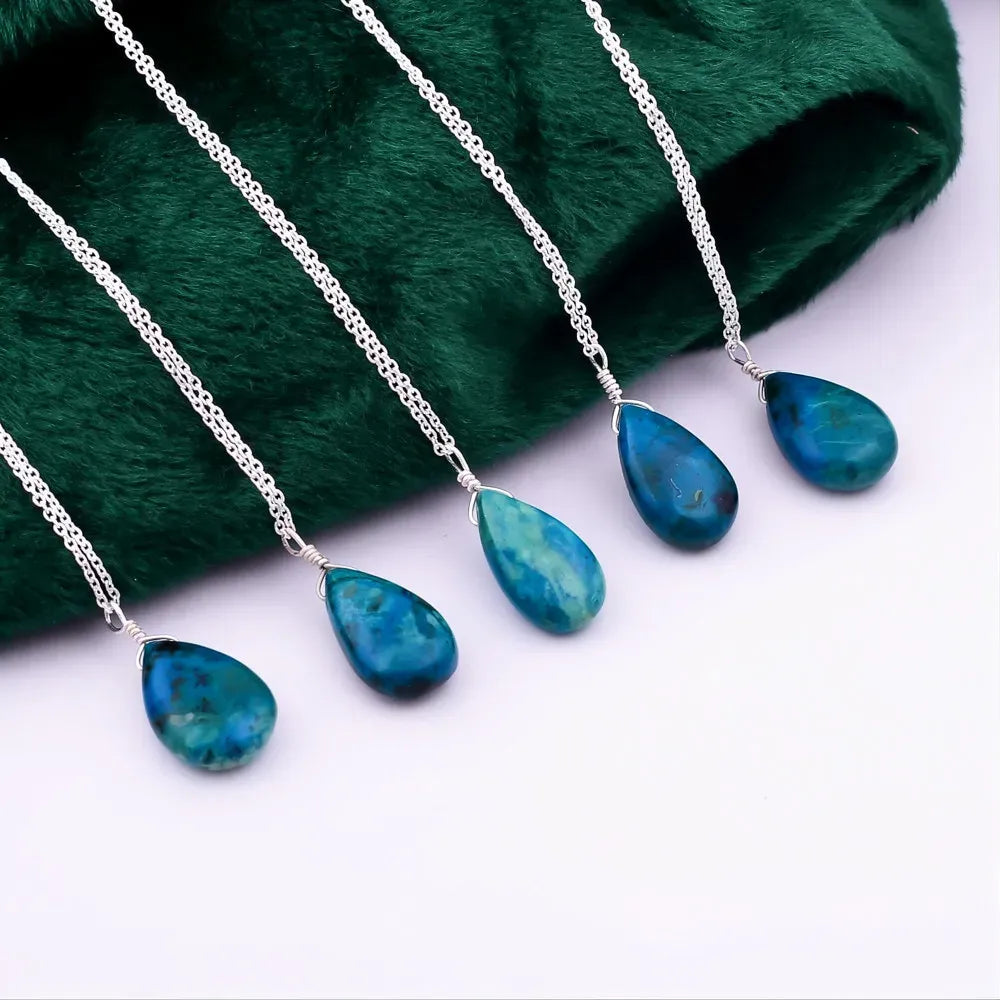 Chrysocolla Teardrop Pendant – Natural Gemstone Necklace