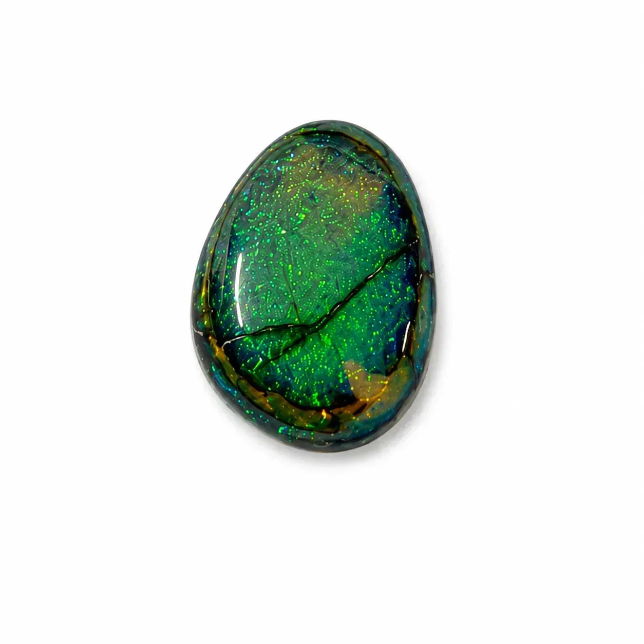 Fancy freeform shape Monarch Opal Cabochon, 13x17mm, 4 carats, AAA grade front view